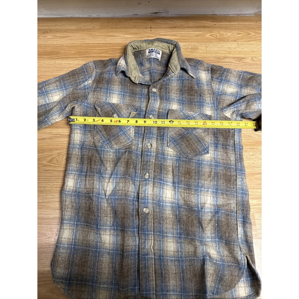 Vintage Amana Woolen Mill Mens Medium Plaid Wool Button Down Long Sleeve Shirt - Picture 4 of 7